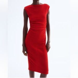 H&M red draped bodycon dress size M (only worn once)